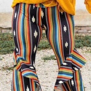 Aztec Flare leg pant with ruffle